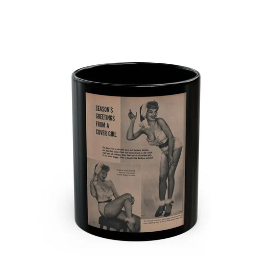 Barbara Nichols #448 - 1 Page, 2 B&W Photos & Captions from GALA Mag. March '57 (Vintage Female Icon) Black Coffee Mug 11oz - Go Mug Yourself