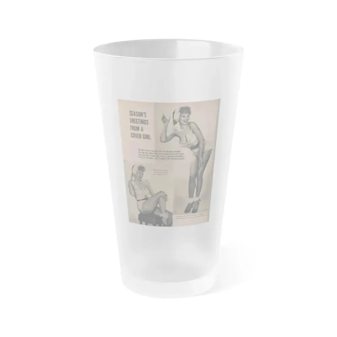 Barbara Nichols #448 - 1 Page, 2 B&W Photos & Captions from GALA Mag. March '57 (Vintage Female Icon) Frosted Pint Glass 16oz 16oz Frosted - Go Mug Yourself