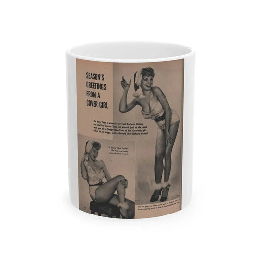 Barbara Nichols #448 - 1 Page, 2 B&W Photos & Captions from GALA Mag. March '57 (Vintage Female Icon) White Coffee Mug 11oz - Go Mug Yourself