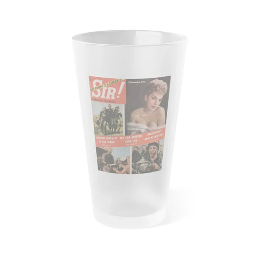 Barbara Nichols #449 - Barbara on Cover in top right hand corner in Color from Sir! Mag. Nov. '52 (Vintage Female Icon) Frosted Pint Glass 16oz 16oz Frosted - Go Mug Yourself