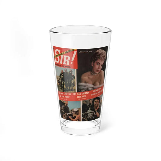 Barbara Nichols #449 - Barbara on Cover in top right hand corner in Color from Sir! Mag. Nov. '52 (Vintage Female Icon) Pint Glass 16oz 16oz - Go Mug Yourself
