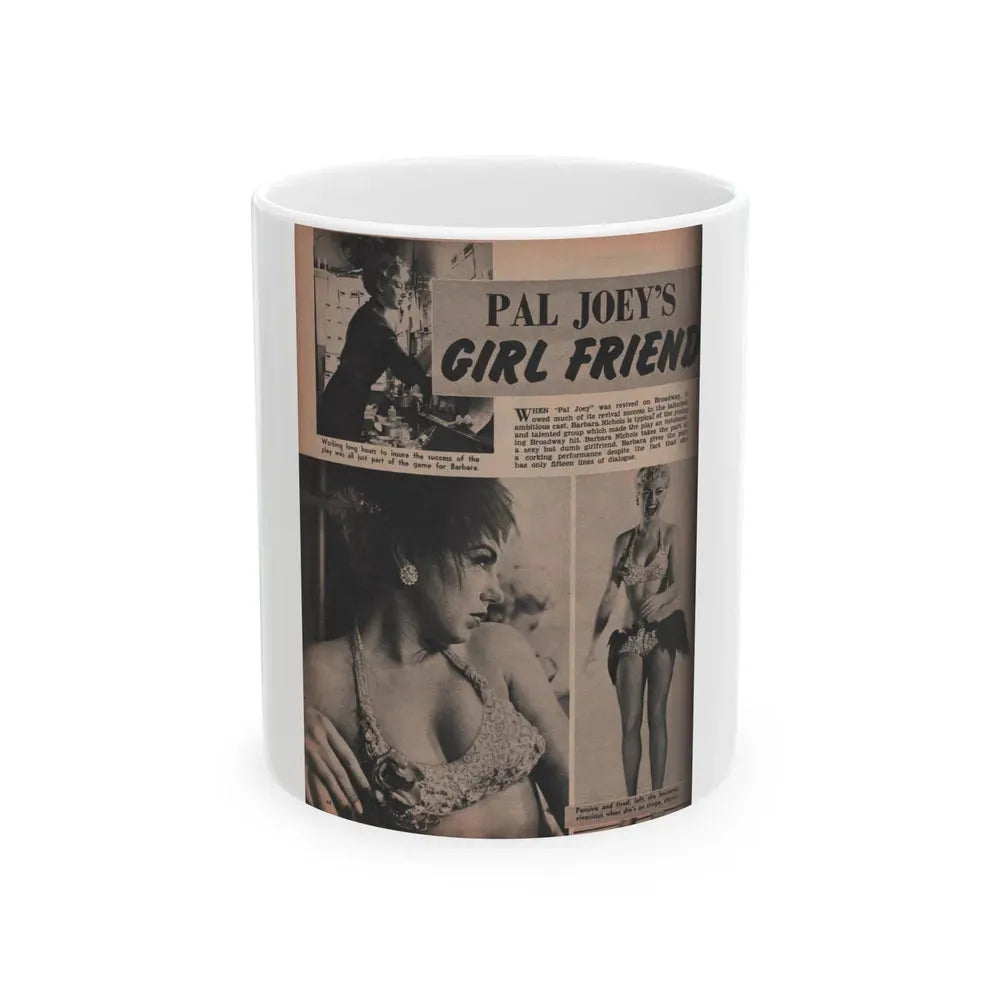 Barbara Nichols #450 - Page 1 of 4 with, 3 B&W Photos, 2 Captions & Short Article from Sir! Mag. Nov. '52 (Vintage Female Icon) White Coffee Mug 11oz - Go Mug Yourself