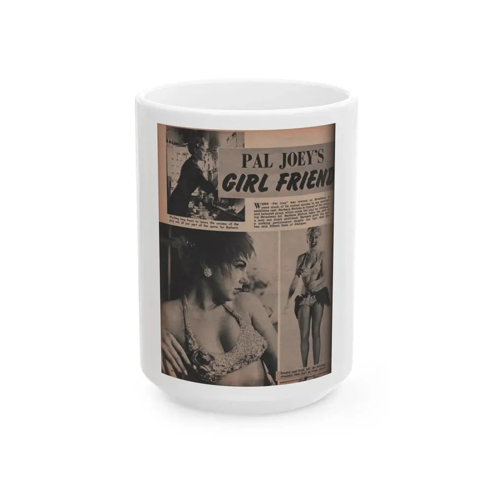Barbara Nichols #450 - Page 1 of 4 with, 3 B&W Photos, 2 Captions & Short Article from Sir! Mag. Nov. '52 (Vintage Female Icon) White Coffee Mug 15oz - Go Mug Yourself
