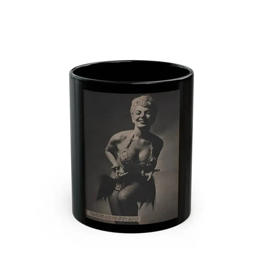 Barbara Nichols #451 - Page 2 of 4 with, 1 B&W Photo & Caption from Sir! Mag. Nov. '52 (Vintage Female Icon) Black Coffee Mug 11oz - Go Mug Yourself