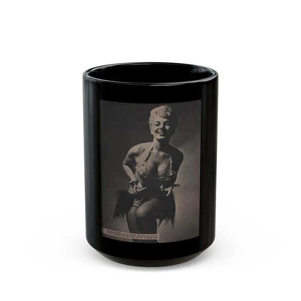 Barbara Nichols #451 - Page 2 of 4 with, 1 B&W Photo & Caption from Sir! Mag. Nov. '52 (Vintage Female Icon) Black Coffee Mug 15oz - Go Mug Yourself