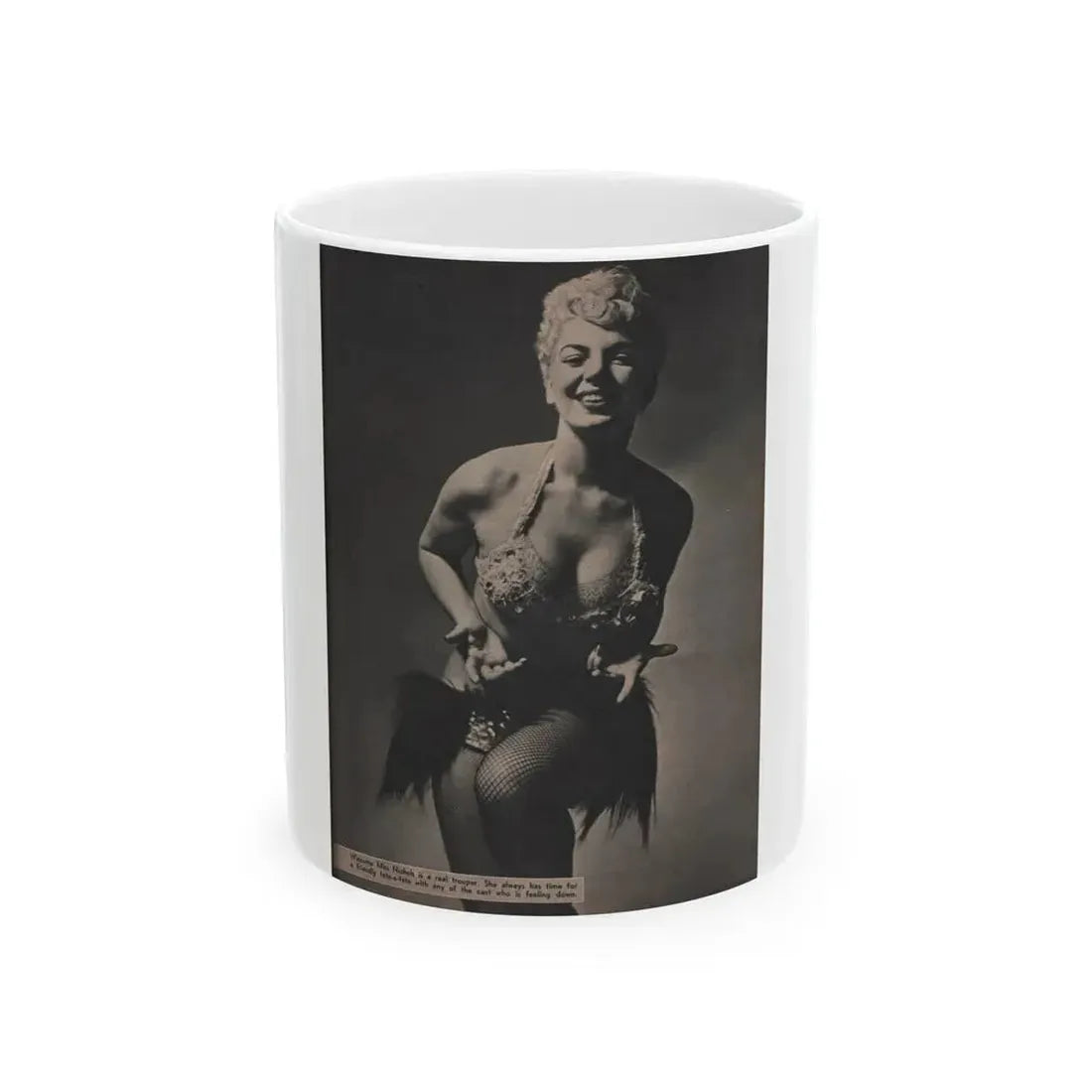 Barbara Nichols #451 - Page 2 of 4 with, 1 B&W Photo & Caption from Sir! Mag. Nov. '52 (Vintage Female Icon) White Coffee Mug 11oz - Go Mug Yourself