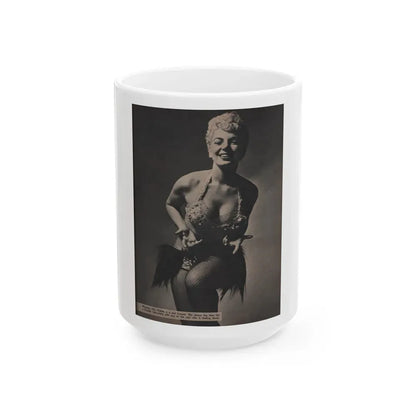 Barbara Nichols #451 - Page 2 of 4 with, 1 B&W Photo & Caption from Sir! Mag. Nov. '52 (Vintage Female Icon) White Coffee Mug 15oz - Go Mug Yourself