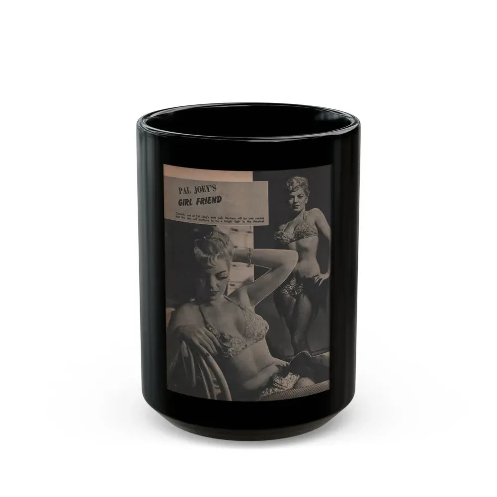 Barbara Nichols #452 - Page 3 of 4 with, 2 B&W Photos & Caption from Sir! Mag. Nov. '52 (Vintage Female Icon) Black Coffee Mug 15oz - Go Mug Yourself