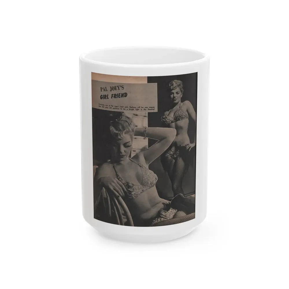 Barbara Nichols #452 - Page 3 of 4 with, 2 B&W Photos & Caption from Sir! Mag. Nov. '52 (Vintage Female Icon) White Coffee Mug 15oz - Go Mug Yourself