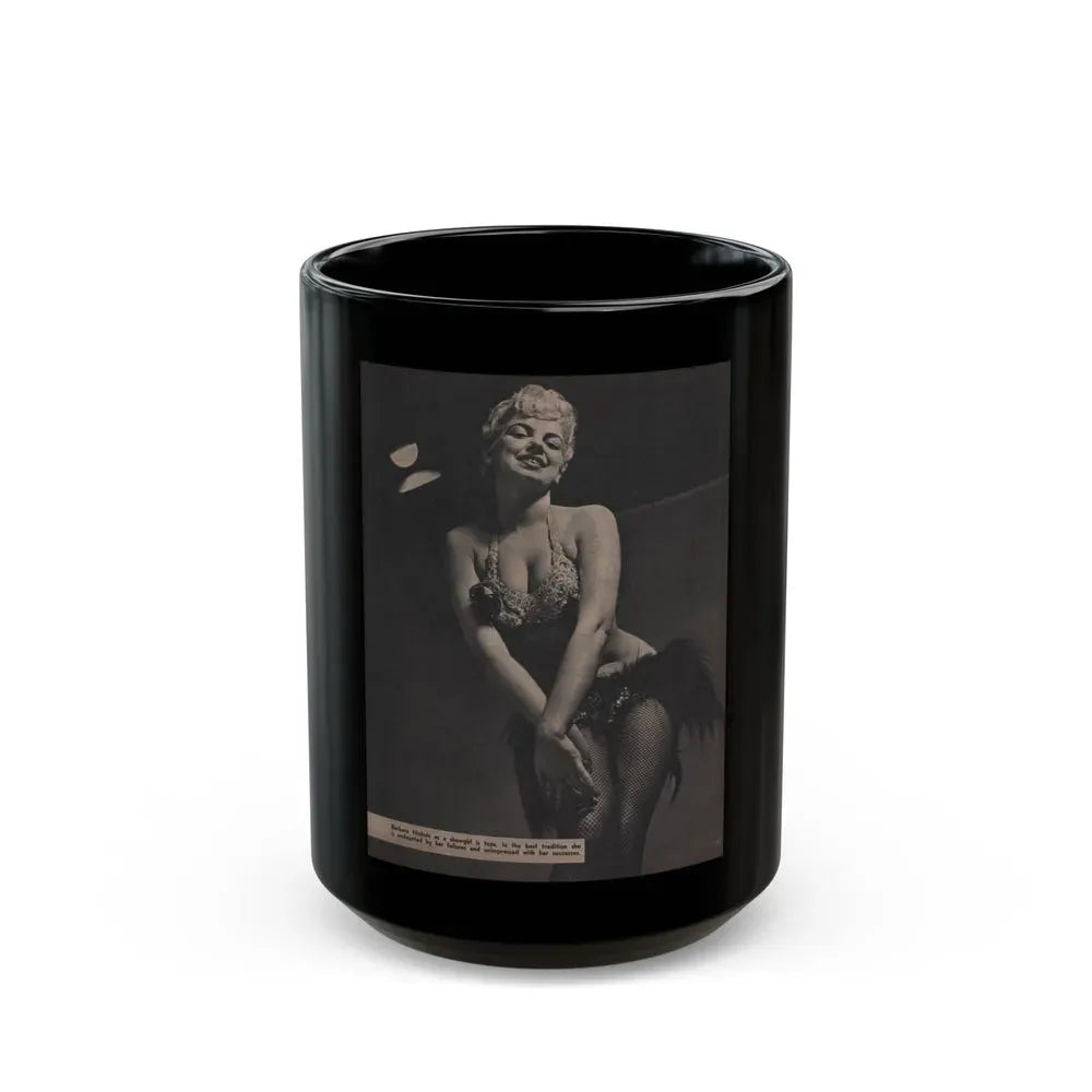 Barbara Nichols #453 - Page 4 of 4 with, 1 B&W Photo & Caption from Sir! Mag. Nov. '52 (Vintage Female Icon) Black Coffee Mug 15oz - Go Mug Yourself