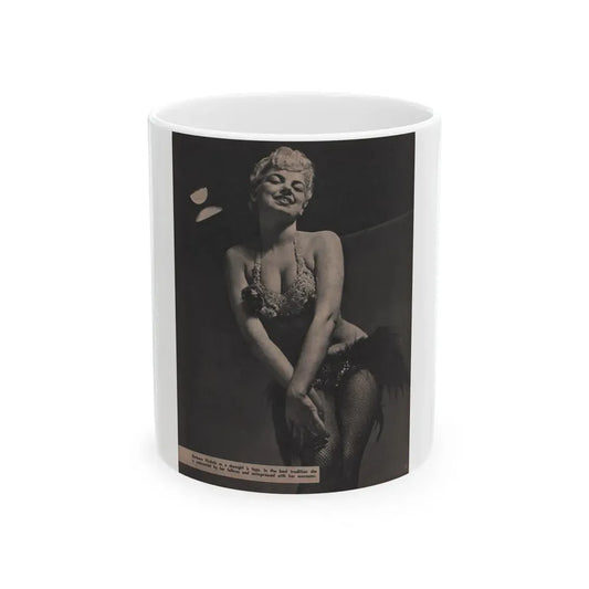 Barbara Nichols #453 - Page 4 of 4 with, 1 B&W Photo & Caption from Sir! Mag. Nov. '52 (Vintage Female Icon) White Coffee Mug 11oz - Go Mug Yourself