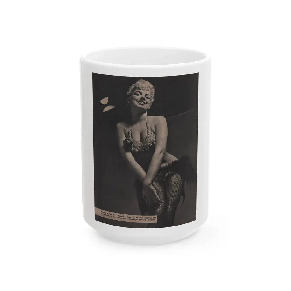 Barbara Nichols #453 - Page 4 of 4 with, 1 B&W Photo & Caption from Sir! Mag. Nov. '52 (Vintage Female Icon) White Coffee Mug 15oz - Go Mug Yourself