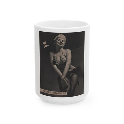 Barbara Nichols #453 - Page 4 of 4 with, 1 B&W Photo & Caption from Sir! Mag. Nov. '52 (Vintage Female Icon) White Coffee Mug 15oz - Go Mug Yourself