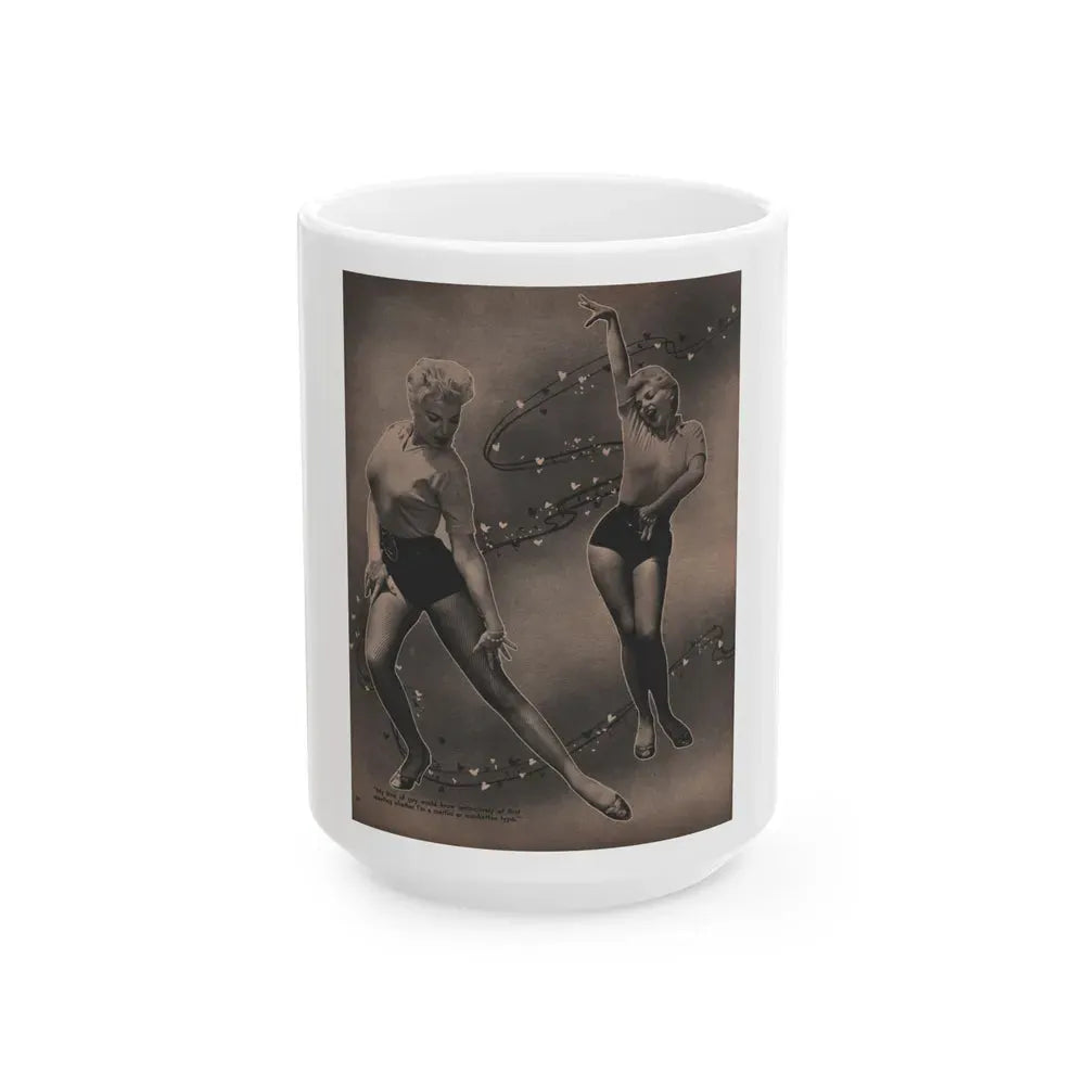 Barbara Nichols #455 - Page 1 of 4 with, 2 B&W Photos & Caption from Sir! Mag. July '55 (Vintage Female Icon) White Coffee Mug 15oz - Go Mug Yourself