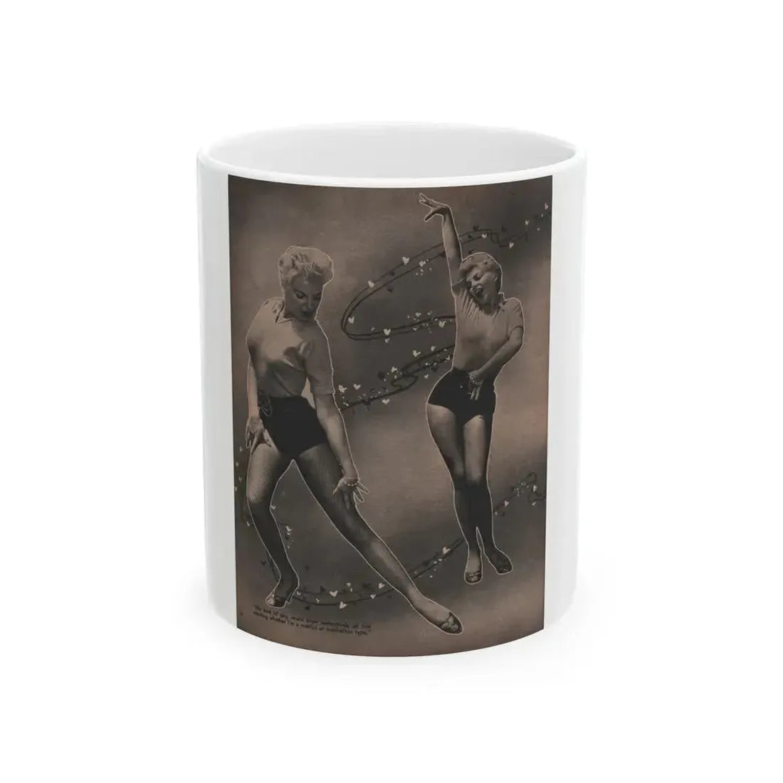 Barbara Nichols #455 - Page 1 of 4 with, 2 B&W Photos & Caption from Sir! Mag. July '55 (Vintage Female Icon) White Coffee Mug - Go Mug Yourself