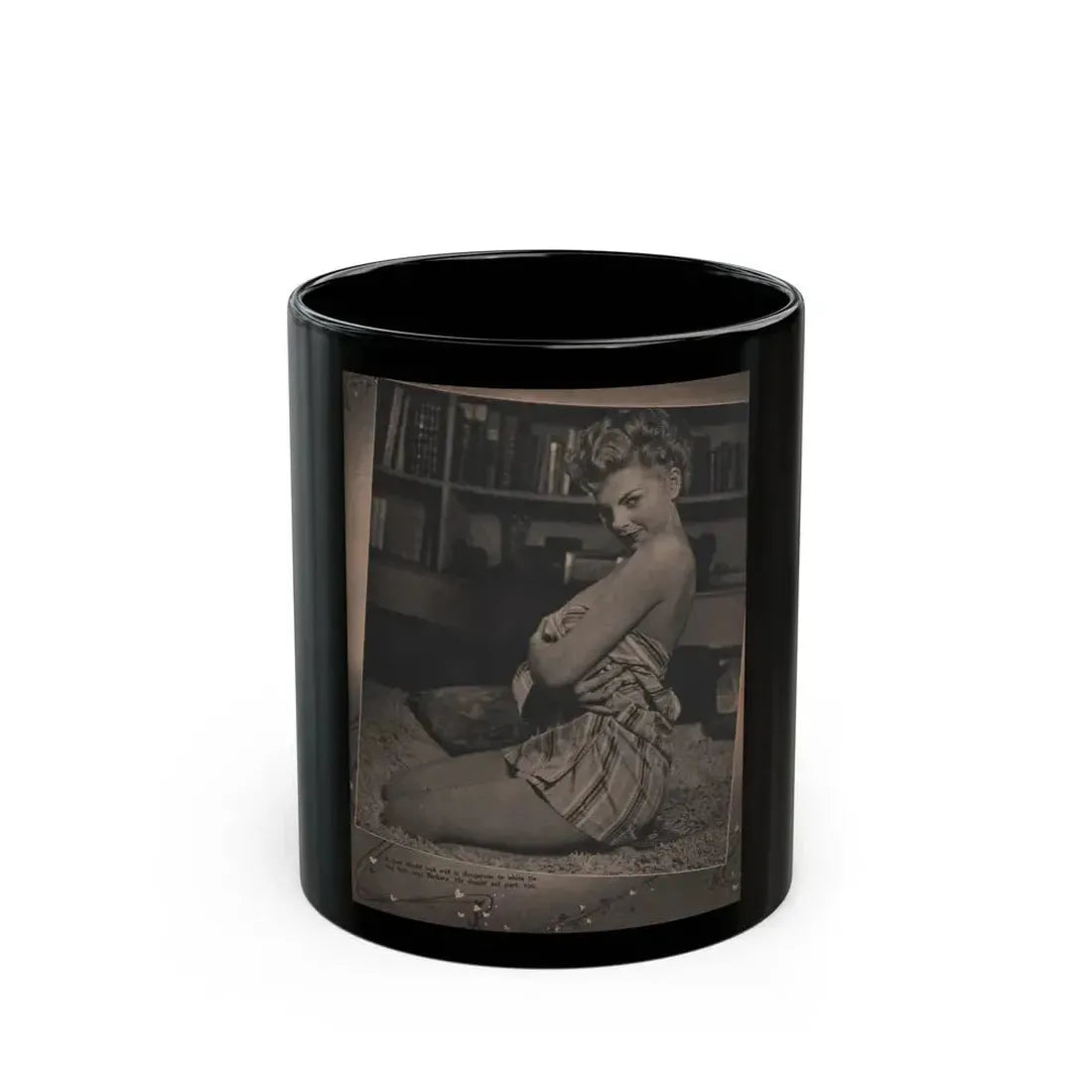 Barbara Nichols #456 - Page 2 of 4 with, 1 B&W Photo & Caption from Sir! Mag. July '55 (Vintage Female Icon) Black Coffee Mug 11oz - Go Mug Yourself