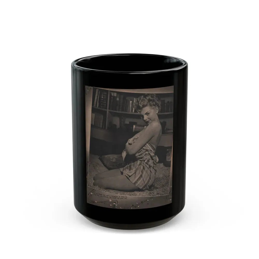 Barbara Nichols #456 - Page 2 of 4 with, 1 B&W Photo & Caption from Sir! Mag. July '55 (Vintage Female Icon) Black Coffee Mug 15oz - Go Mug Yourself