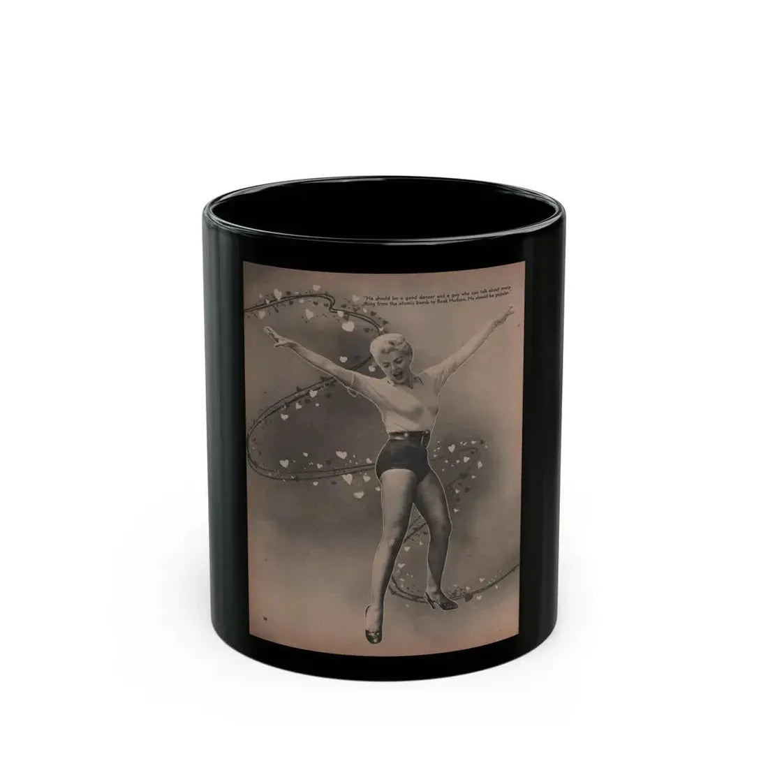 Barbara Nichols #457 - Page 3 of 4 with, 1 B&W Photo & Caption from Sir! Mag. July '55 (Vintage Female Icon) Black Coffee Mug 11oz - Go Mug Yourself