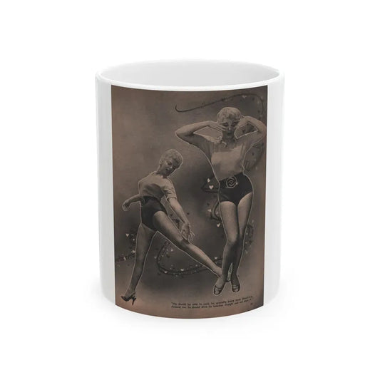 Barbara Nichols #458 - Page 4 of 4 with, 2 B&W Photos & Caption from Sir! Mag. July '55 (Vintage Female Icon) White Coffee Mug 11oz - Go Mug Yourself