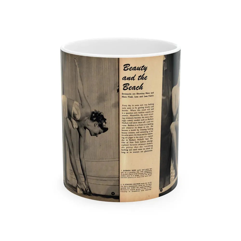 Barbara Nichols #481 - 2 B&W Photos from Glamorous Models Mag. June '49 (Vintage Female Icon) White Coffee Mug 11oz - Go Mug Yourself