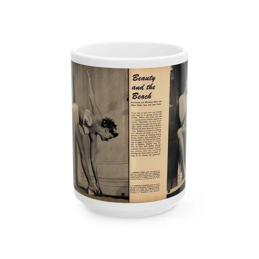 Barbara Nichols #481 - 2 B&W Photos from Glamorous Models Mag. June '49 (Vintage Female Icon) White Coffee Mug 15oz - Go Mug Yourself