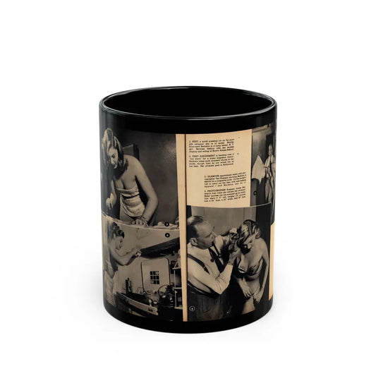 Barbara Nichols #482 - 4 B&W Photos & 2 Captions from Glamorous Models Mag. June '49 (Vintage Female Icon) Black Coffee Mug 11oz - Go Mug Yourself