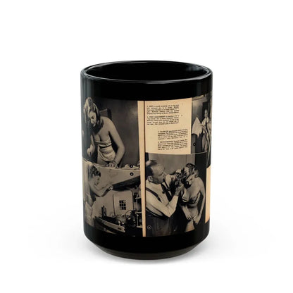 Barbara Nichols #482 - 4 B&W Photos & 2 Captions from Glamorous Models Mag. June '49 (Vintage Female Icon) Black Coffee Mug 15oz - Go Mug Yourself