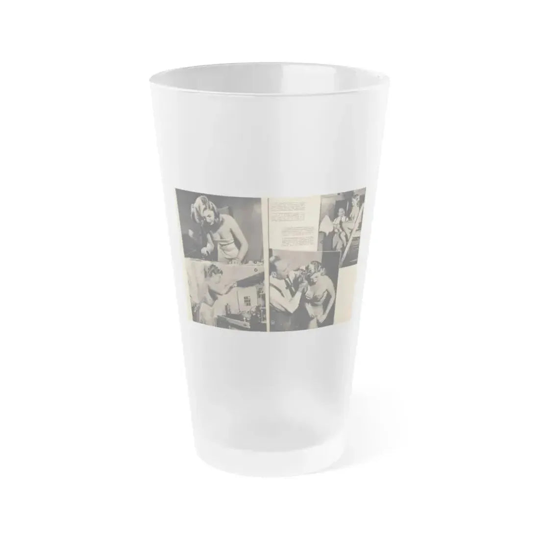 Barbara Nichols #482 - 4 B&W Photos & 2 Captions from Glamorous Models Mag. June '49 (Vintage Female Icon) Frosted Pint Glass 16oz 16oz Frosted - Go Mug Yourself