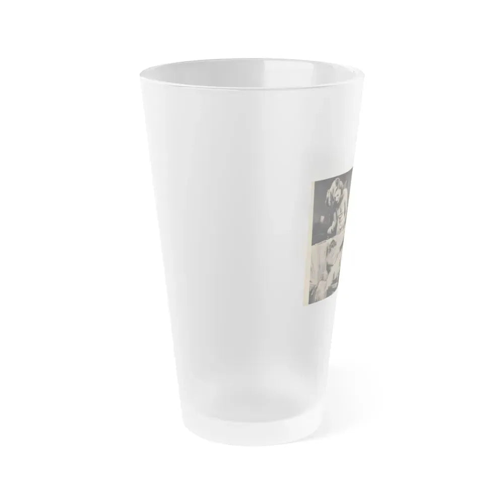 Barbara Nichols #482 - 4 B&W Photos & 2 Captions from Glamorous Models Mag. June '49 (Vintage Female Icon) Frosted Pint Glass 16oz - Go Mug Yourself