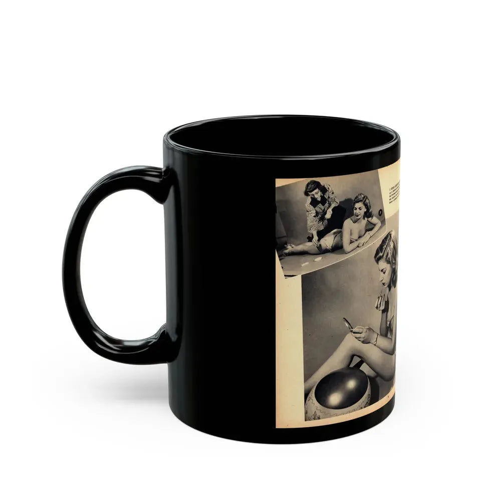 Barbara Nichols #483 - 4 B&W Photos & 4 Captions from Glamorous Models Mag. June '49 (Vintage Female Icon) Black Coffee Mug - Go Mug Yourself