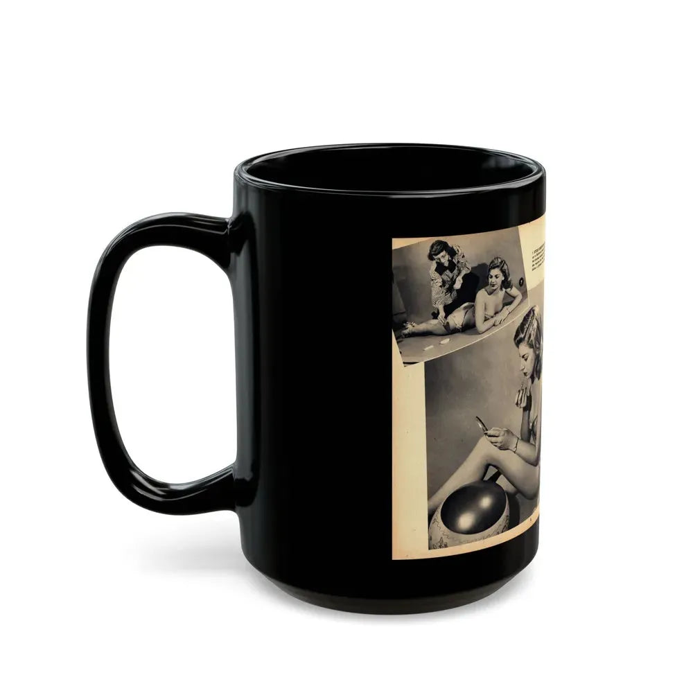 Barbara Nichols #483 - 4 B&W Photos & 4 Captions from Glamorous Models Mag. June '49 (Vintage Female Icon) Black Coffee Mug - Go Mug Yourself