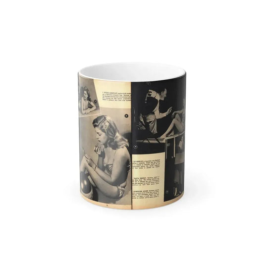 Barbara Nichols #483 - 4 B&W Photos & 4 Captions from Glamorous Models Mag. June '49 (Vintage Female Icon) Color Changing Mug 11oz 11oz - Go Mug Yourself