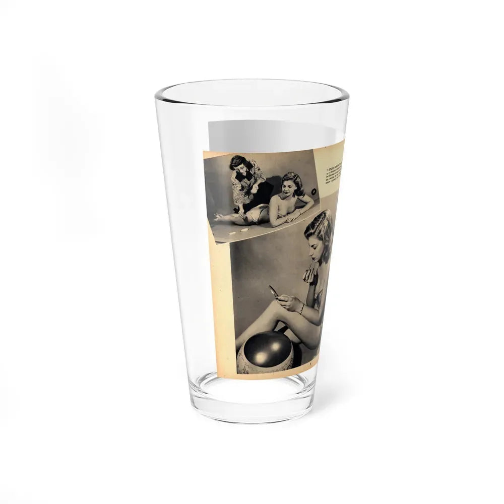Barbara Nichols #483 - 4 B&W Photos & 4 Captions from Glamorous Models Mag. June '49 (Vintage Female Icon) Pint Glass 16oz - Go Mug Yourself