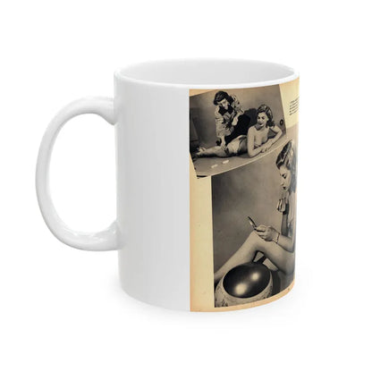 Barbara Nichols #483 - 4 B&W Photos & 4 Captions from Glamorous Models Mag. June '49 (Vintage Female Icon) White Coffee Mug - Go Mug Yourself