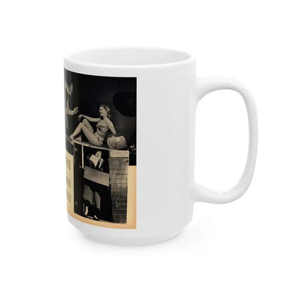 Barbara Nichols #483 - 4 B&W Photos & 4 Captions from Glamorous Models Mag. June '49 (Vintage Female Icon) White Coffee Mug - Go Mug Yourself