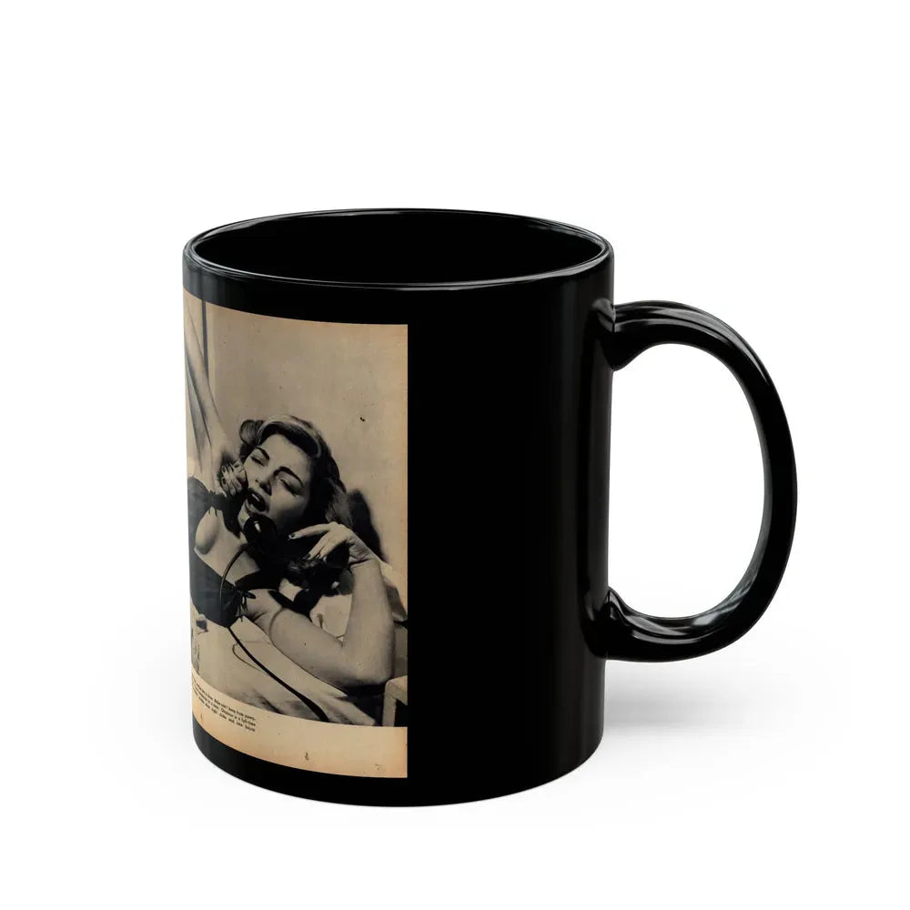 Barbara Nichols #484 - 2 B&W Photos & 2 Captions from Glamorous Models Mag. June '49 (Vintage Female Icon) Black Coffee Mug - Go Mug Yourself