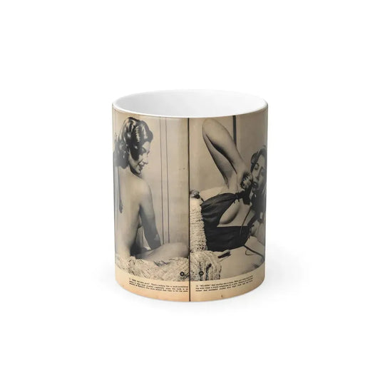 Barbara Nichols #484 - 2 B&W Photos & 2 Captions from Glamorous Models Mag. June '49 (Vintage Female Icon) Color Changing Mug 11oz 11oz - Go Mug Yourself