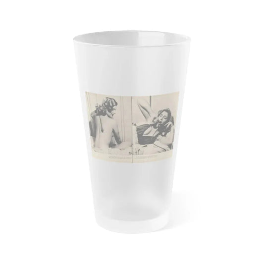 Barbara Nichols #484 - 2 B&W Photos & 2 Captions from Glamorous Models Mag. June '49 (Vintage Female Icon) Frosted Pint Glass 16oz 16oz Frosted - Go Mug Yourself