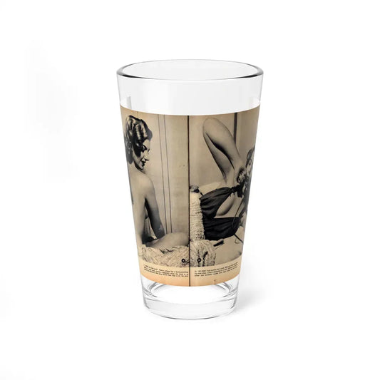 Barbara Nichols #484 - 2 B&W Photos & 2 Captions from Glamorous Models Mag. June '49 (Vintage Female Icon) Pint Glass 16oz 16oz - Go Mug Yourself