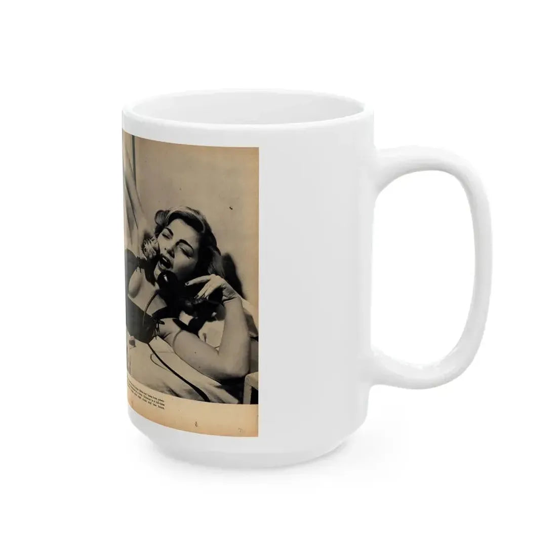 Barbara Nichols #484 - 2 B&W Photos & 2 Captions from Glamorous Models Mag. June '49 (Vintage Female Icon) White Coffee Mug - Go Mug Yourself