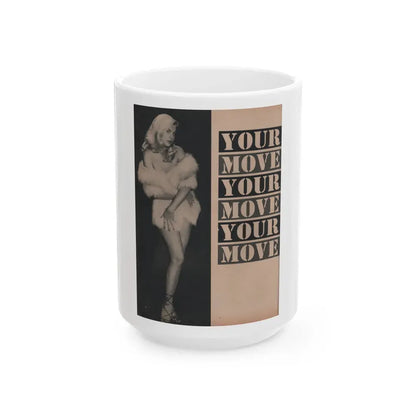 Barbara Nichols #487 - 1 Page & 1 B&W Photo from Cover Girls Models Mag. Nov. '52 (Vintage Female Icon) White Coffee Mug 15oz - Go Mug Yourself