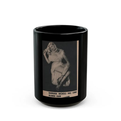 Barbara Nichols #488 - Part of Page & 1 B&W Photo from Cover Girls Models Mag. Nov. '52 (Vintage Female Icon) Black Coffee Mug 15oz - Go Mug Yourself