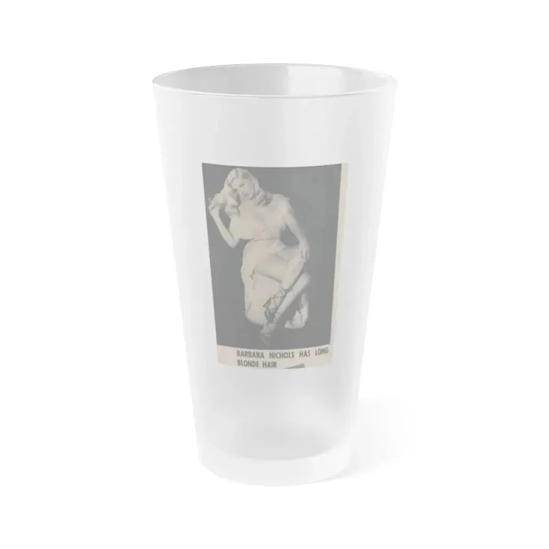 Barbara Nichols #488 - Part of Page & 1 B&W Photo from Cover Girls Models Mag. Nov. '52 (Vintage Female Icon) Frosted Pint Glass 16oz 16oz Frosted - Go Mug Yourself
