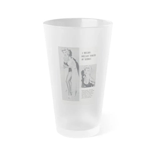 Barbara Nichols #489 - Page 1 of 2 with, 2 B&W Photos & Caption from picture DIGEST Mag. April '57 (Vintage Female Icon) Frosted Pint Glass 16oz 16oz Frosted - Go Mug Yourself