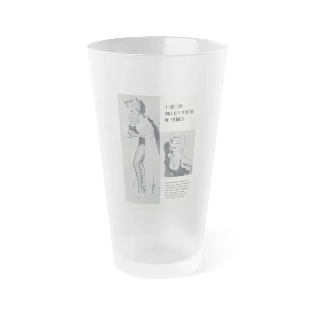 Barbara Nichols #489 - Page 1 of 2 with, 2 B&W Photos & Caption from picture DIGEST Mag. April '57 (Vintage Female Icon) Frosted Pint Glass 16oz 16oz Frosted - Go Mug Yourself
