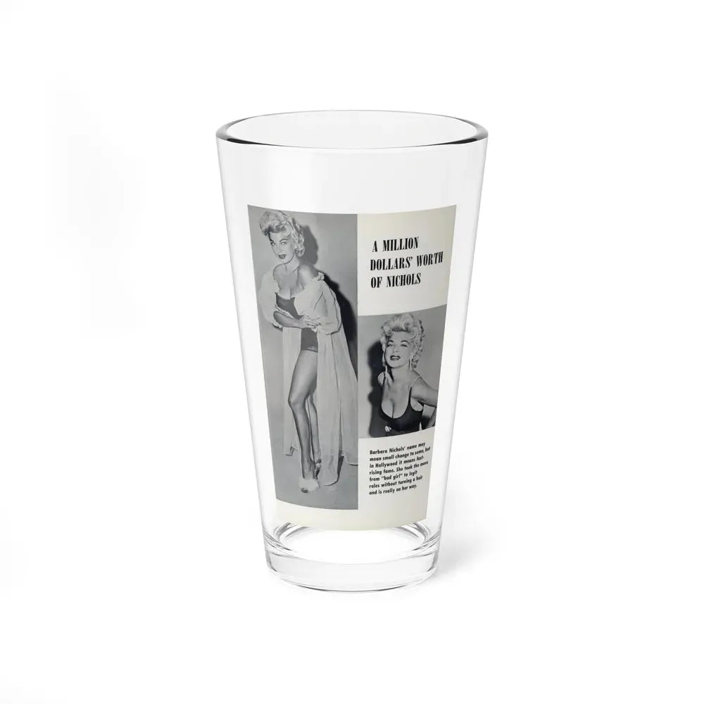 Barbara Nichols #489 - Page 1 of 2 with, 2 B&W Photos & Caption from picture DIGEST Mag. April '57 (Vintage Female Icon) Pint Glass 16oz 16oz - Go Mug Yourself