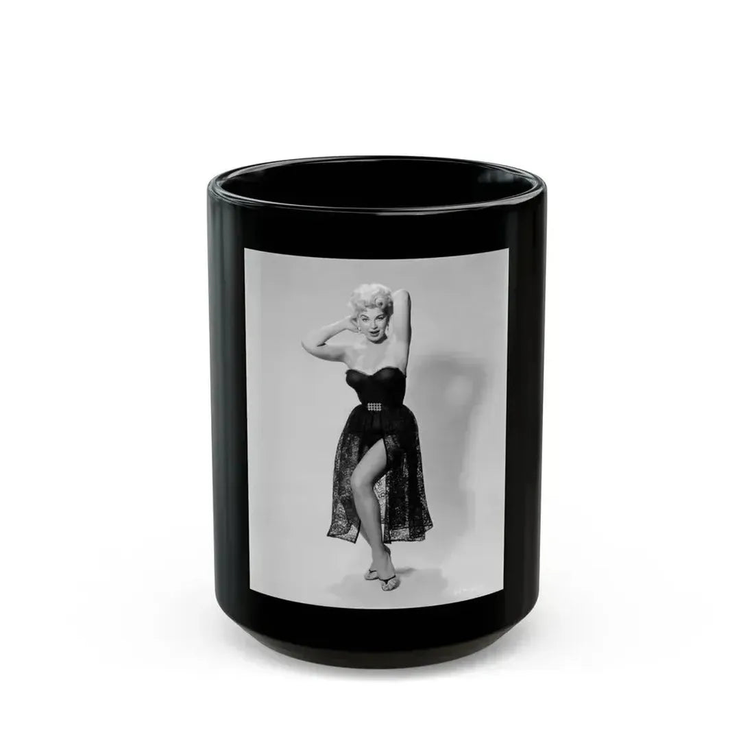 Barbara Nichols #518 (Vintage Female Icon) Black Coffee Mug 15oz - Go Mug Yourself