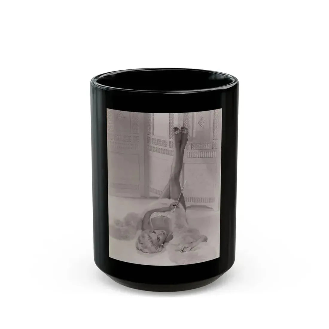 Barbara Nichols #548 (Vintage Female Icon) Black Coffee Mug 15oz - Go Mug Yourself