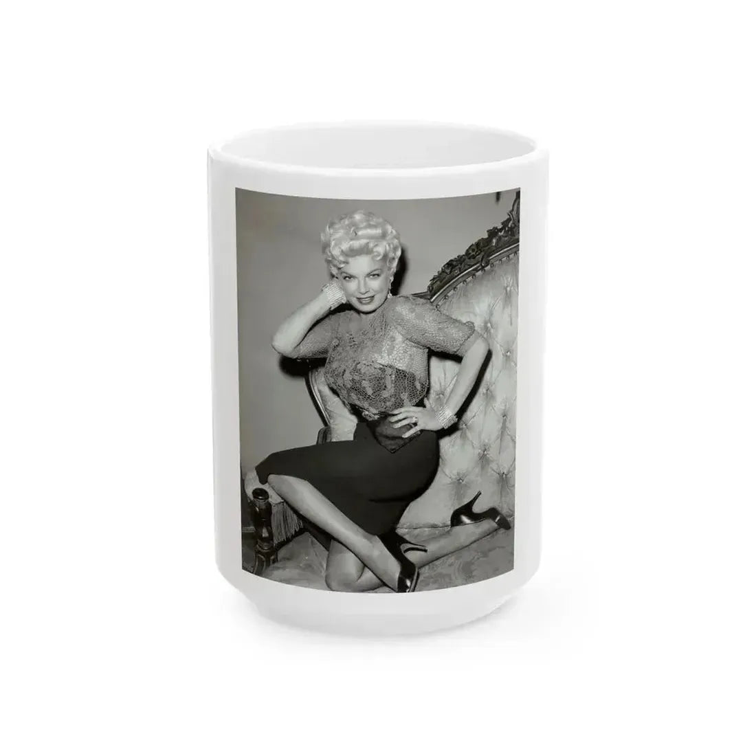 Barbara Nichols #572 (Vintage Female Icon) White Coffee Mug 15oz - Go Mug Yourself