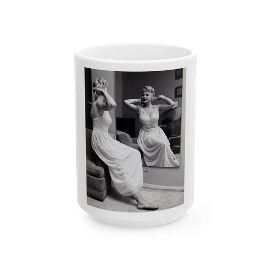 Barbara Nichols #577 (Vintage Female Icon) White Coffee Mug-15oz-Go Mug Yourself